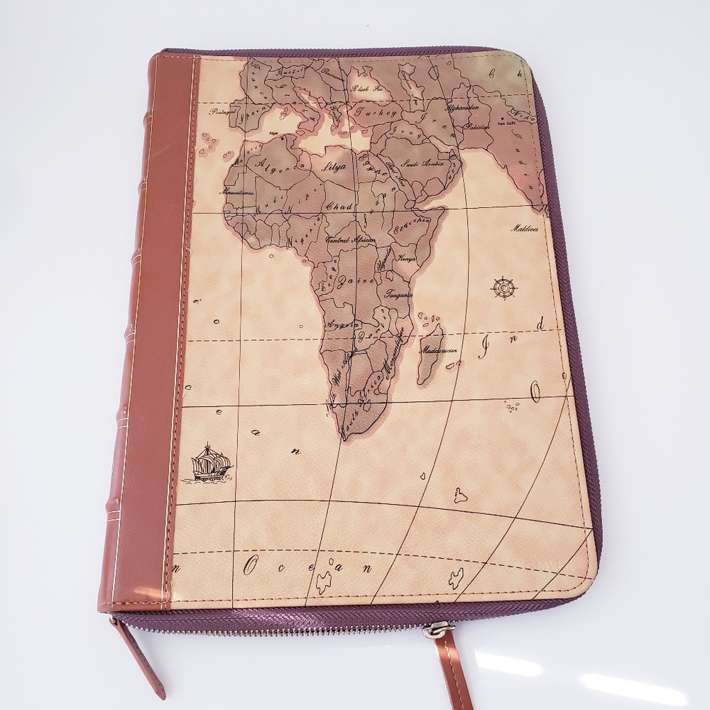World Map Zippered Notebook Cover